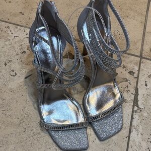 Giani Bernini Shimmering Silver Strappy Heels
